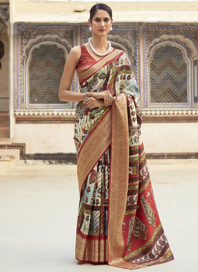 Dola Viscose Pista Green Festival Wear Printed Saree